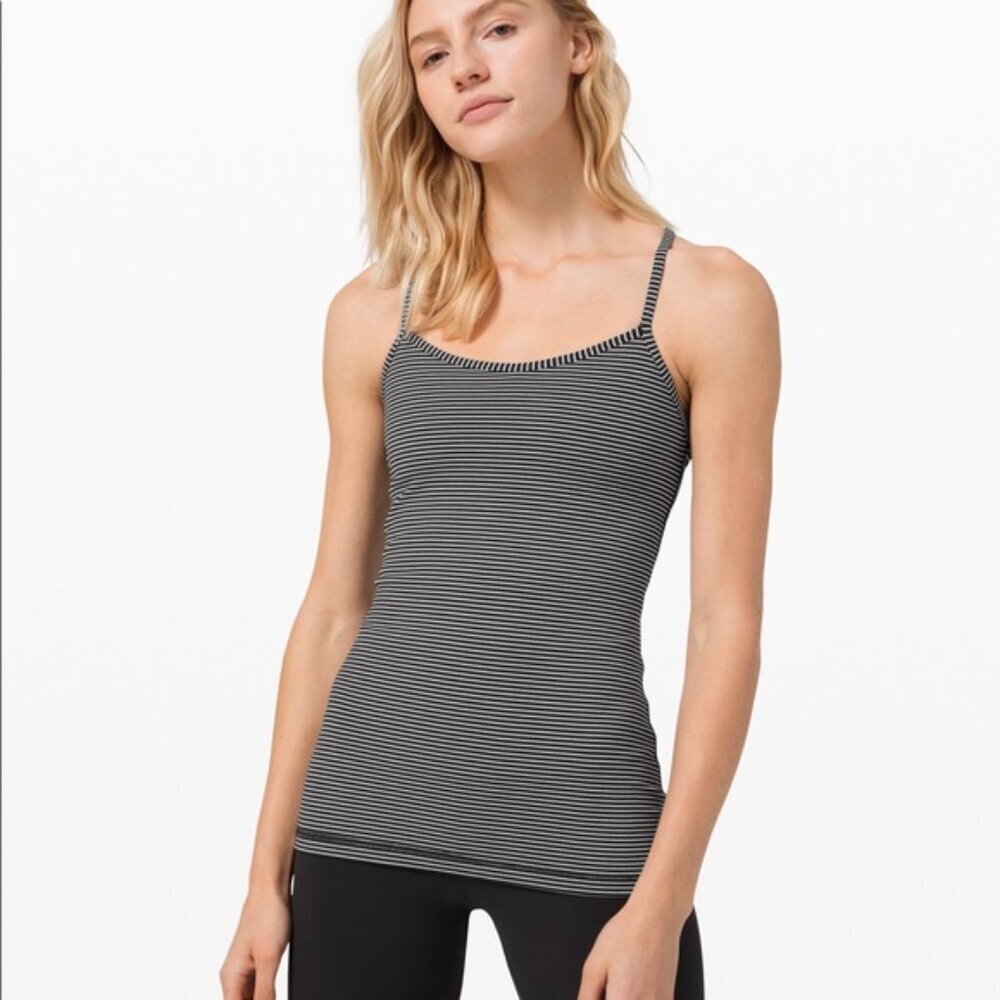 Lululemon Black White Striped Power Y Racerback‎ Tank Top